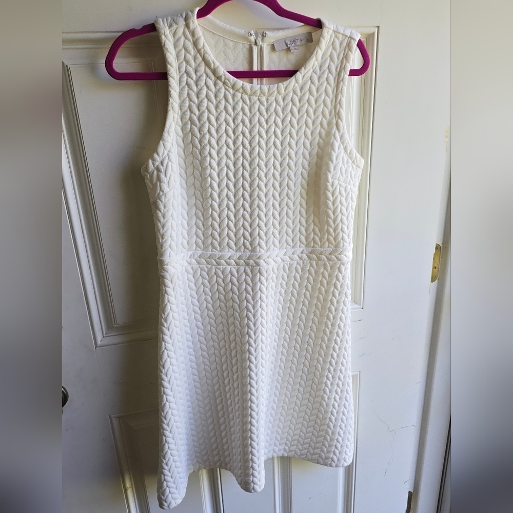 LOFT Textured White Mini Dress